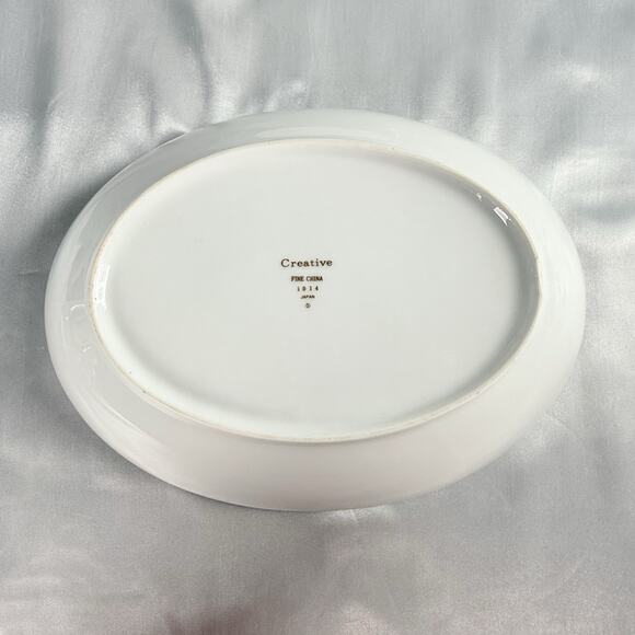 Vtg Starburst Oval Serving Platter and Bowl Creative Fine China 1014 Platinum - Picture 6 of 13